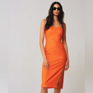 Mango Strapless Linen Dress